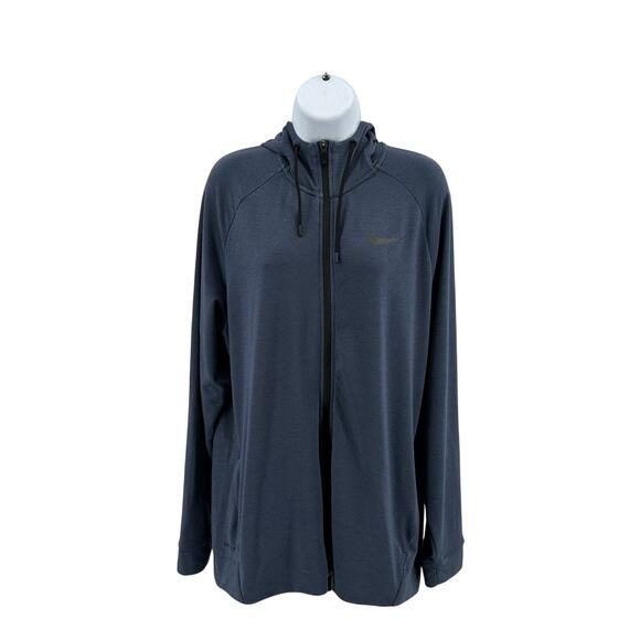 Nike Dri-Fit Oversized Hoodie Short Dress WMNS L Blue Full Zip Long Sleeve Mini - Picture 1 of 8